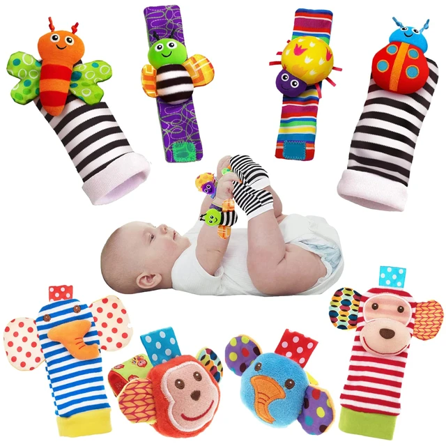 4 pz/set giocattoli a sonaglio per bambini simpatici animali di peluche  calzini a sonaglio da polso 0 ~ 12 mesi per neonato ragazzo ragazza regalo  neonato - AliExpress