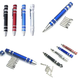 Jeu de tournevis de précision 8 en 1, outil multifonction stylo tournevis en alliage d'aluminium, outil pratique de réparation de stylo 