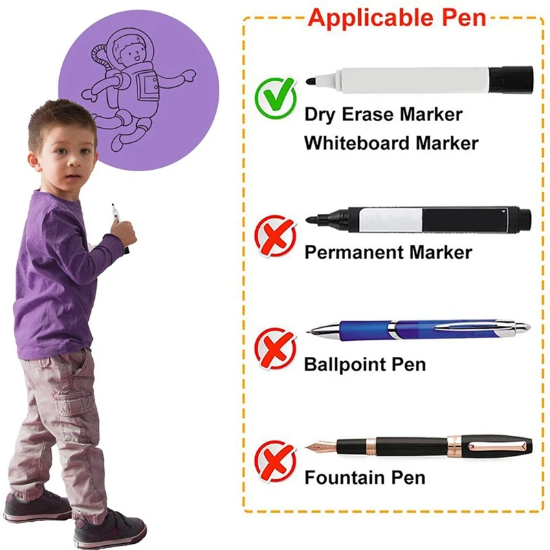 12Pcs Dry Erase Circles Removable Vinyl Dot Stickers For School Classroom Table & Desk 11.8Inch-[A37I]
