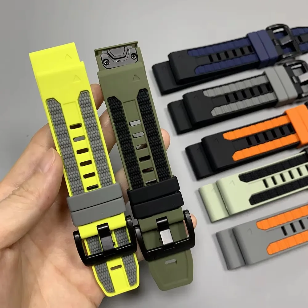 Premium Silicone Quick Fit Wristband Bracelet Strap, 22-26mm Adjustable