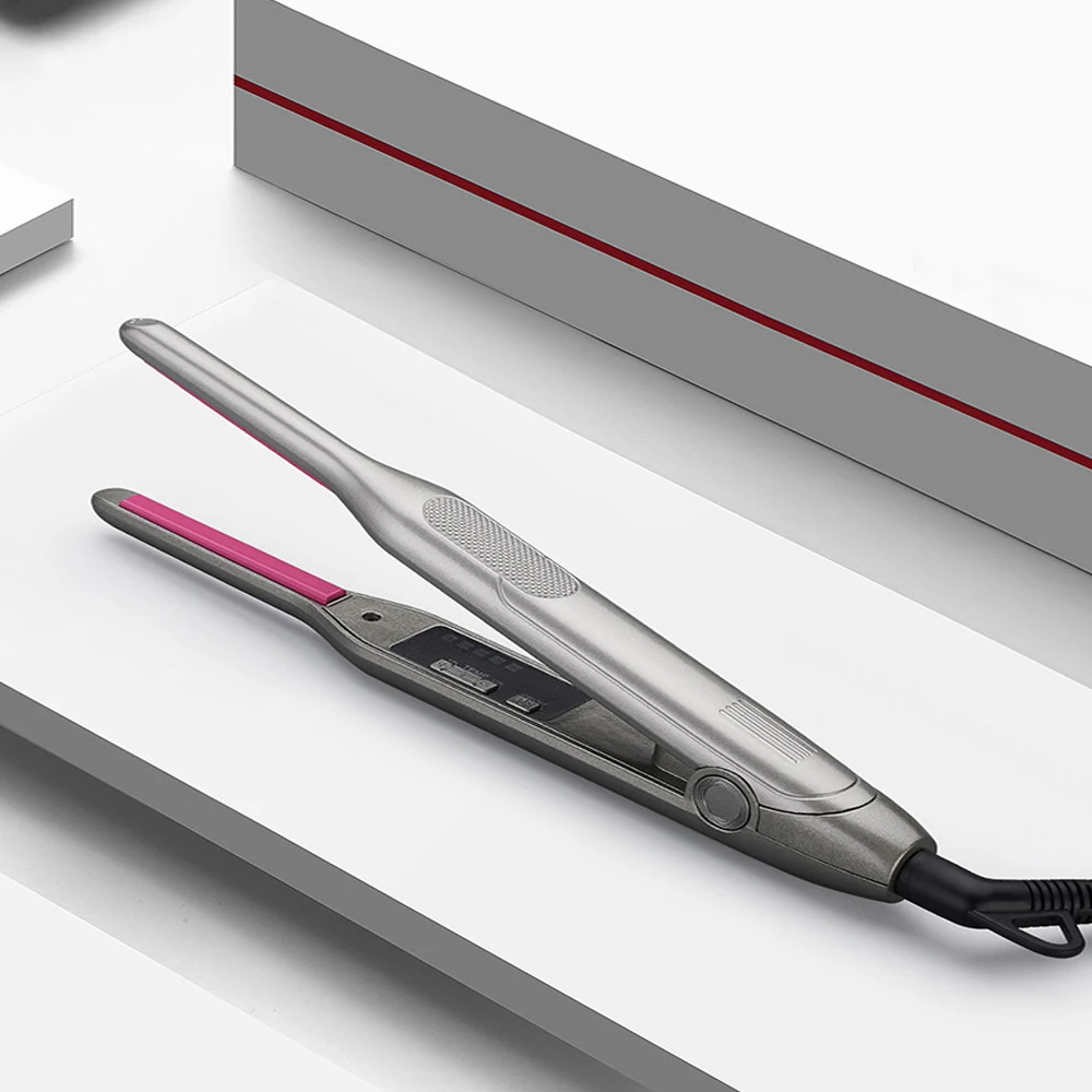 

Mini Hair Curler Pencil Hair Straightener 2 in 1 Ceramic Thinnest Narrow Flat Iron with LED Display for Short Beard Hair Unisex