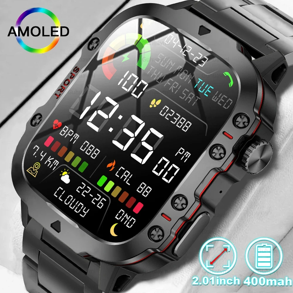 2025 Military GPS Tracker SmartWatch Men Outdoor Sports Fitness Tracker Health Monitor 1.96 BT Call Smartwatch For IOS Android 1