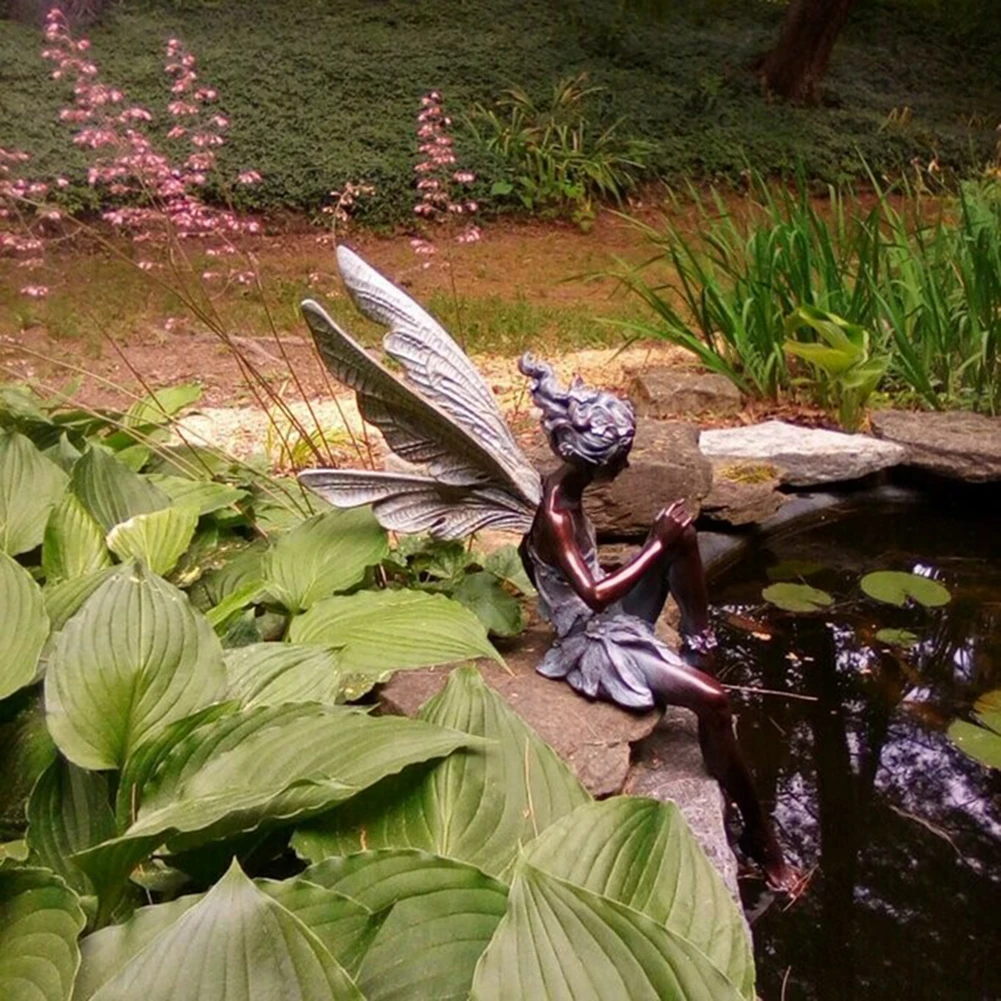 Flower Fairy Sculpture Garden Landscaping Yard Art Ornament Resin Turek Sitting Statue Outdoor Angel Girl Figurines Craft resin ornaments resin crafts dog statue ornament
