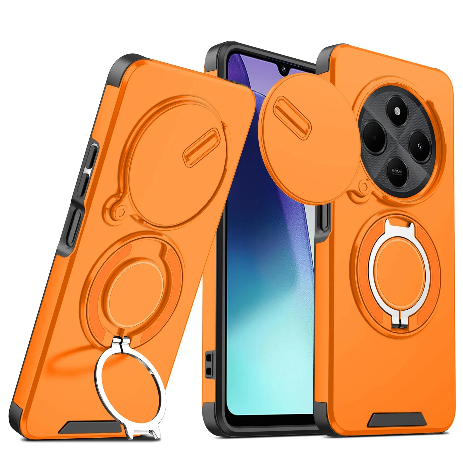 Enhanced Shockproof Armor Case with Slide Camera Lens Protector and 360° Magnetic Ring Stand
