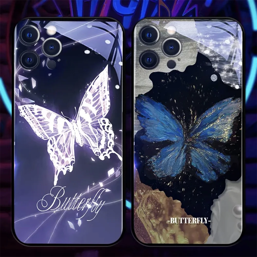 Psychedelische Sternenhimmel Leuchtende Handyhülle LED-Licht Glas Stoßfeste Abdeckung für Samsung S26 S25 S24 S23 S22 S21 FE Plus Ultra – Detail 23
