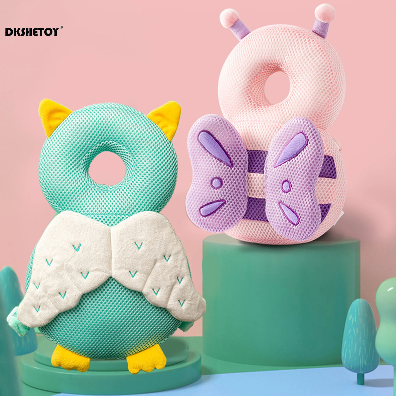 Baby Walkers Head Protection Cushion Animals Plush Pad Adjustable Straps Baby Protective Pad Showering Gift for Toddler Baby 2
