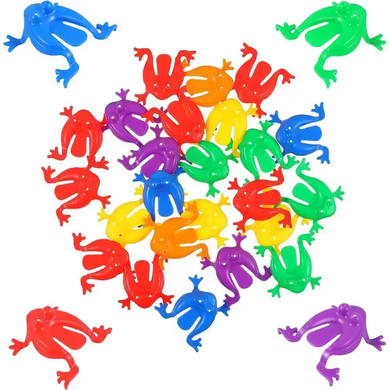 10pc Jumping Toy Finger Pressing Plastic Jumping Frogs Bouncing Frog Toy Goody Bag Fillers Gift for Kids Toddler Birthdays Party