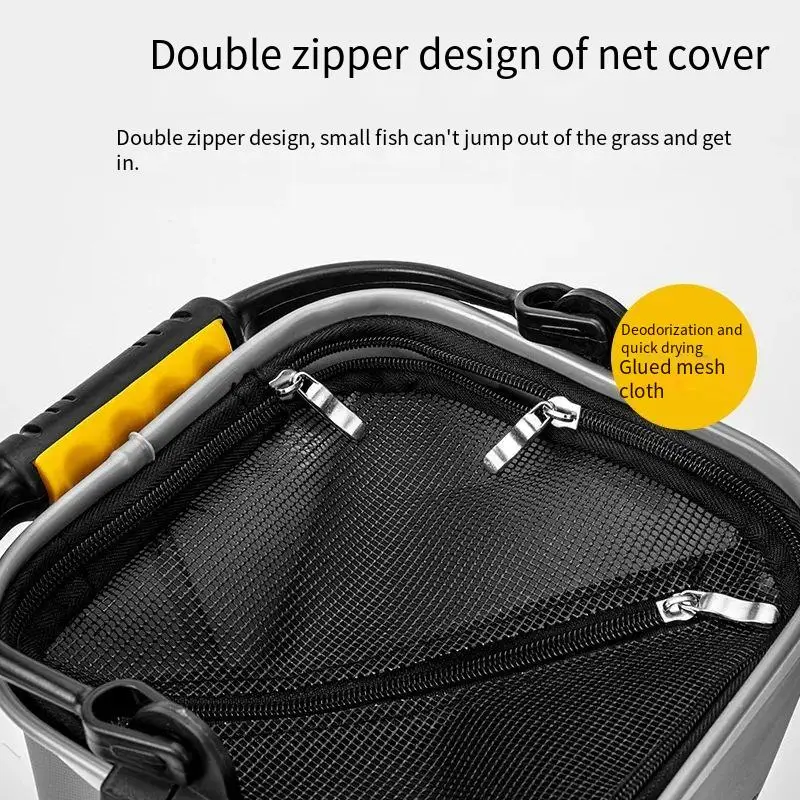 PD Fishing Tackle Fishing Bucket with Rope eva Folding Iso Bucket Thickened with Lid Portable Live Fish