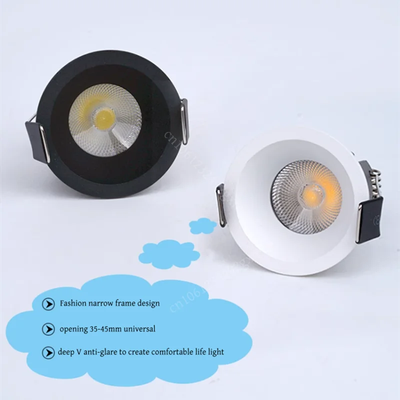 Embedded dimmable mini LED downlight 5W7W9W12W anti-glare COB ceiling light Spot light Bedroom kitchen wine cabinet