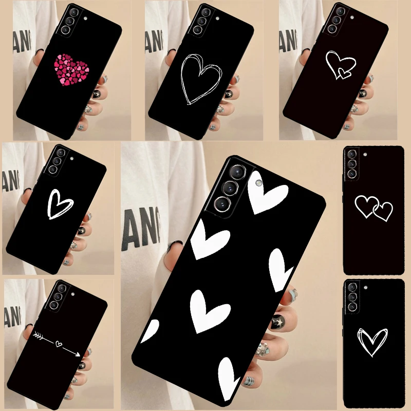 Cute Pretty Little White Heart Funda Per Samsung Galaxy S22 Ultra S21 Fe S20 Fe S8 S9 S10 Plus Note 10 20 S23 Ultra Case