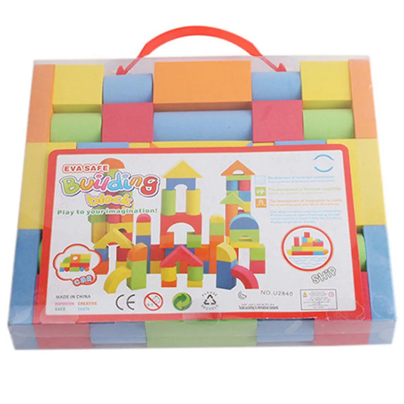 38Pcs Eva Safe Children Building Brick Block Foam Construction Soft Toy Kid Kids Intelligence Exercise Assembled New