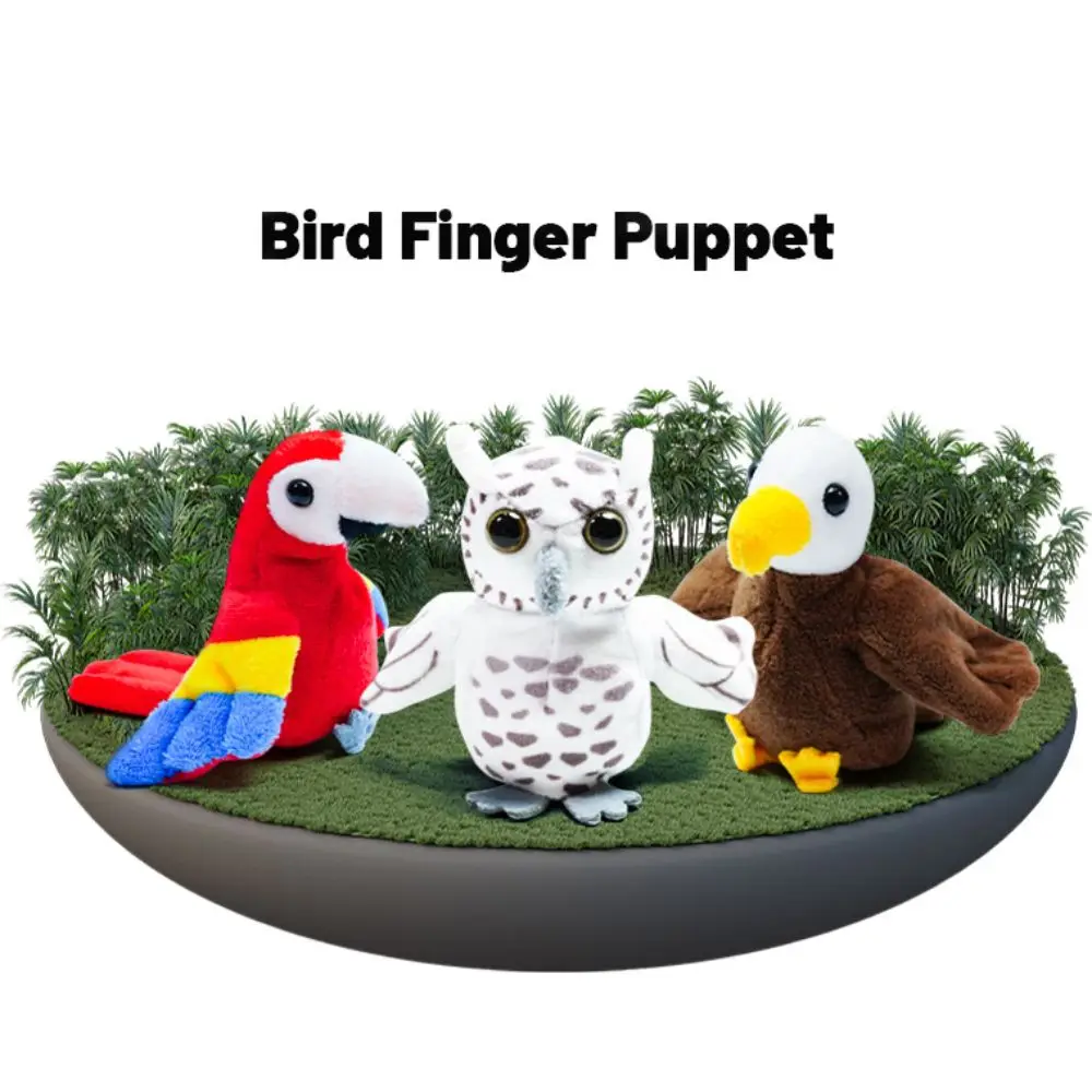 Peacock Owl Bird Finger Puppet Plush Doll Storytelling Parrot Finger Doll Kawaii Simulation Animal Hand Puppet Interactive Toy