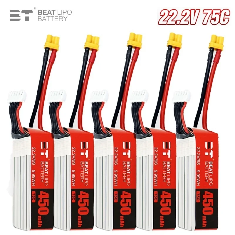 

Литий-полимерный аккумулятор 6S 22,2 в 450 мАч 75C для радиоуправляемого вертолета квадрокоптера FPV Запчасти для гоночного дрона 22,2 в батарея для дрона с разъемом XT30