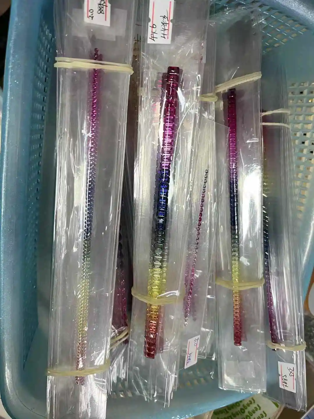 New Fashion High Quality Princess Cut Loose Gemstones Gradient Rainbow Strips corundom lab grown gemstone for DIY Jewelry