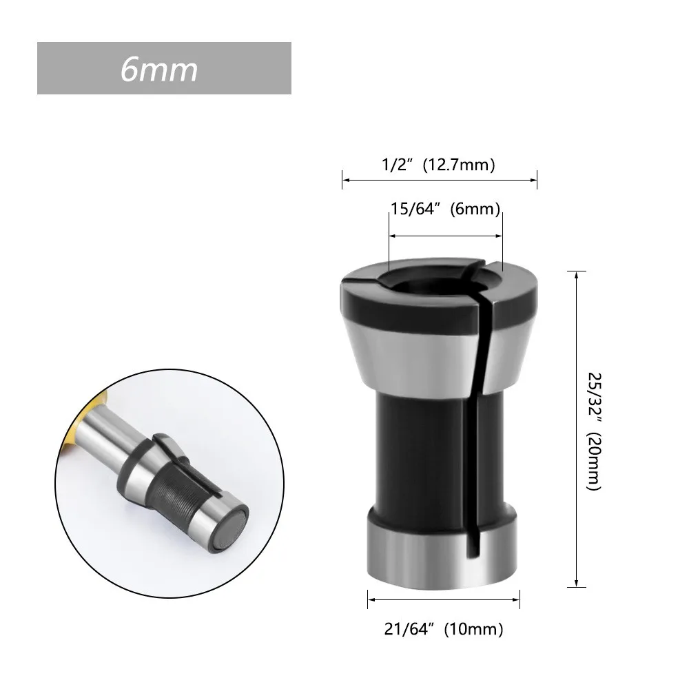 

1/3pcs Collet Chuck 6mm / 8mm / 6.35mm(1/4\\\\\\\") Carbon Steel For Chuck Conversion Of Trimming Router Bit Collet Chuck