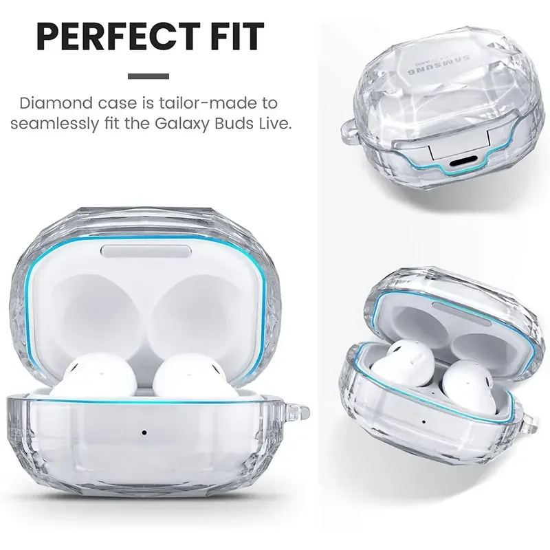 Premium Diamond Transparent Earphone Case - PC Hard Anti-Scratch Cover for True Wireless Earbuds