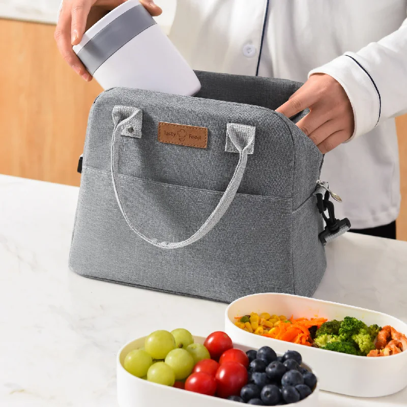 Comprar Bolsa de almuerzo con asa y correa para mujer, bolsa térmica  portátil para comida para el trabajo, fiambrera térmica para estudiantes, bolsa  para nevera