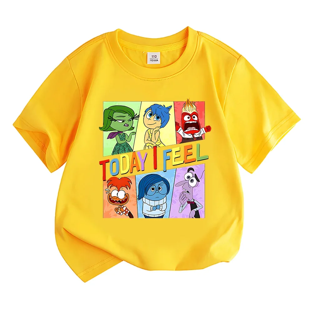 Kids T-shirts Summer Girls/Boys Cotton Short Sleeve Funny Inside Out 2 Print Tshirt Streetwear T Shirts Tops Cartoon Camisetas 4