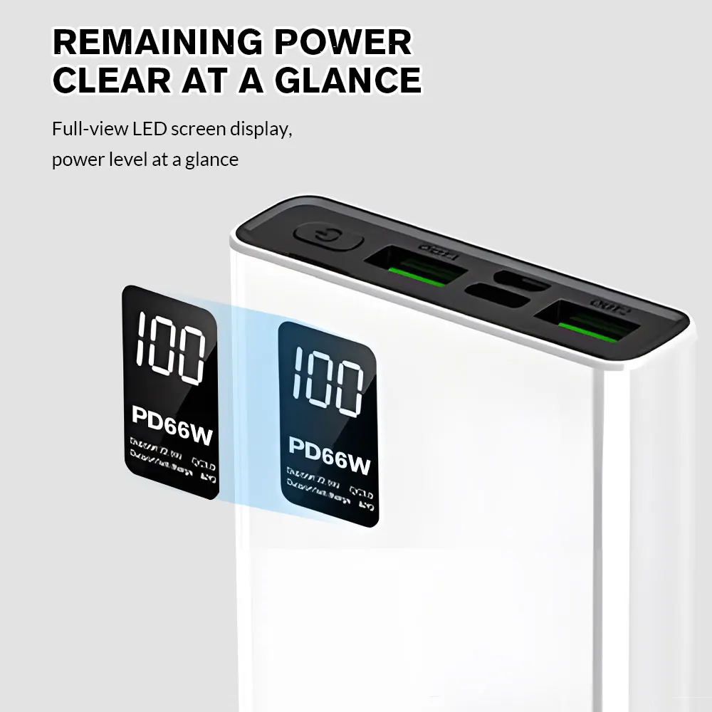 66W Super Fast Charging Portable Power Bank 20000mAh Dual USB PD20W External Battery Charger Powerbank for iPhone Xiaomi Huawei 5