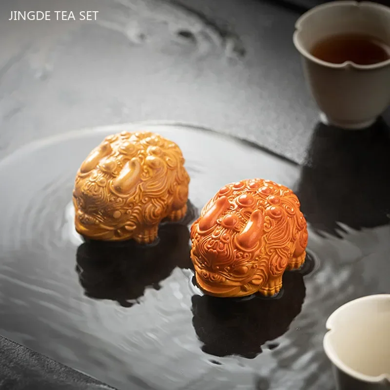 Mini Resin Color-changing Tea Pet Zhaocai Animal Sculpture Tea Table Decoration Zen Tabletop Ornaments Exquisite Tea Accessories