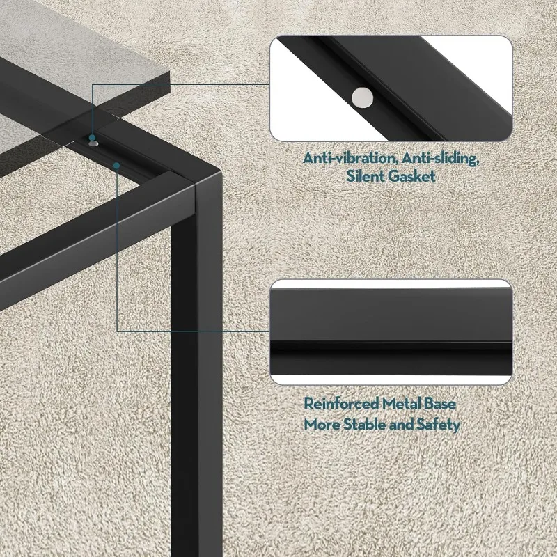 Glass Coffee Table Modern Coffee Tables Simple Rectangular Center Table with Open Space for Living Room Home Office 3