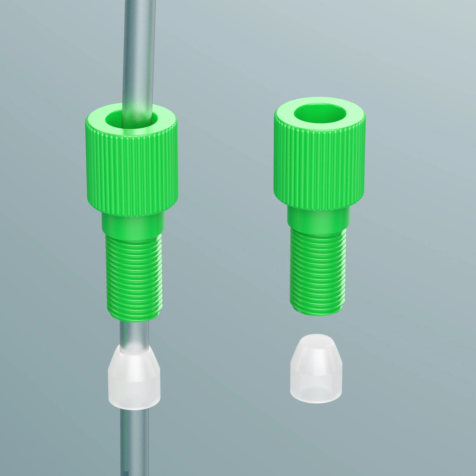 Port Cap Adapter 1/4"-28 UNF flat bottom for GL45 1/8" OD tubing, Hard Wall Tubing Connection with Compression Fitting Ferrule