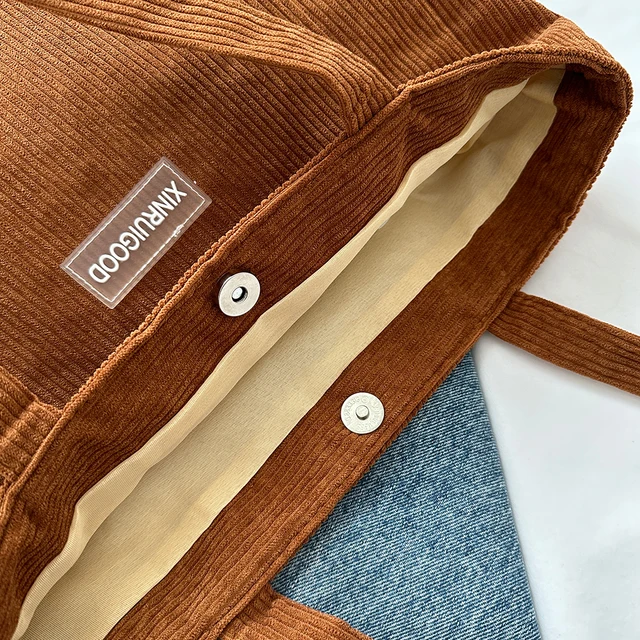 Uniseks schoudertas voor dames, tote bag, corduroy tas, grote