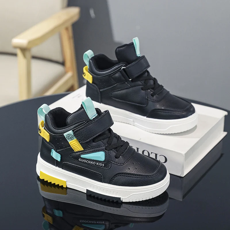 Childrens Sneakers Casual Outdoor Sports Flat Comfor Walking Shoes Leather Non-slip Tennis Shoes for Kids Trendy Skate kids shoes