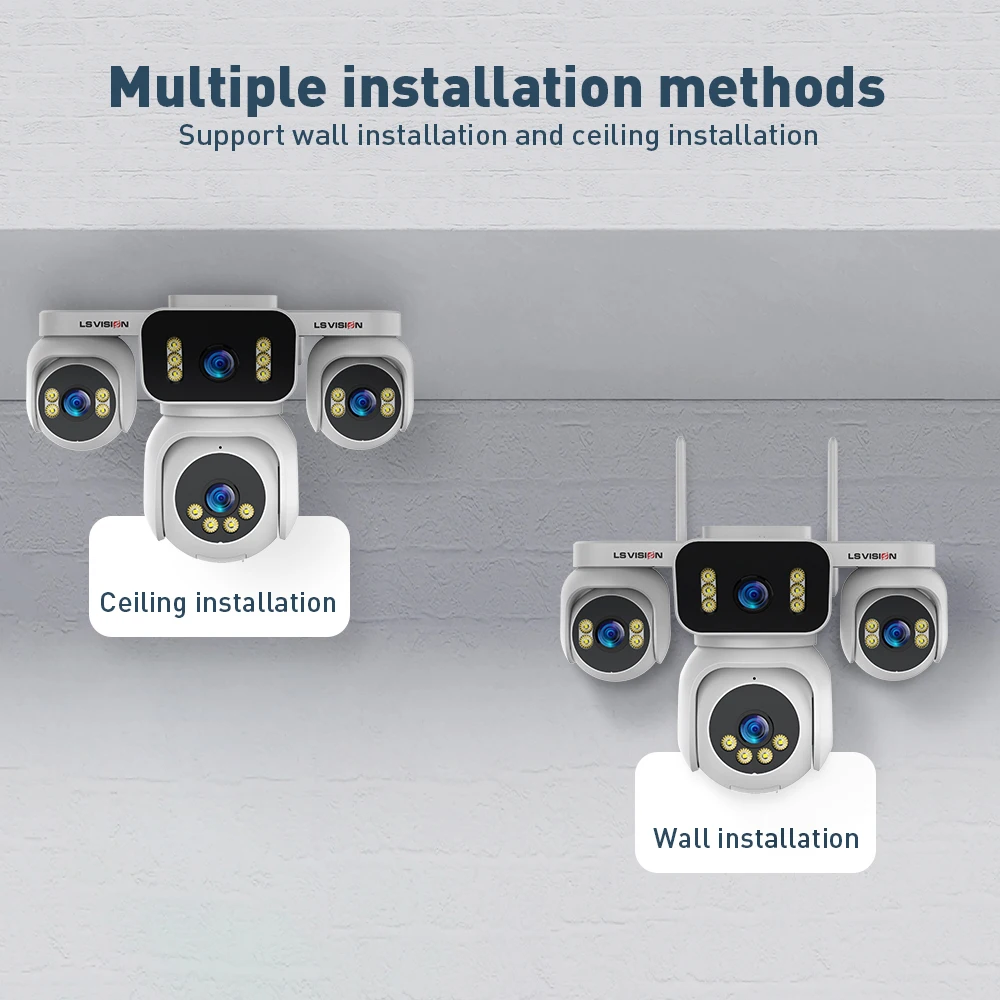 20MP IP Camera with 5m Cord 12X Zoom WiFi Security Cameras 4 Screens Night Visio