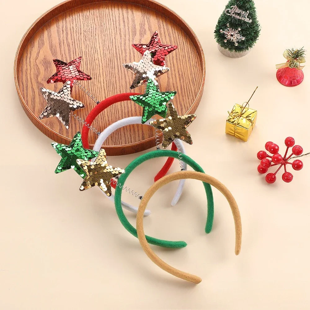 Christmas Pentagram Headband Santa Claus Snowman Cute Headband Holiday Adult and Children Headwear Headband