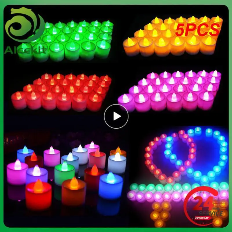 

5PCS Flameless LED Candle Multicolor Lamp Romantic Candles Lights For Home Birthday Party Wedding Decorations