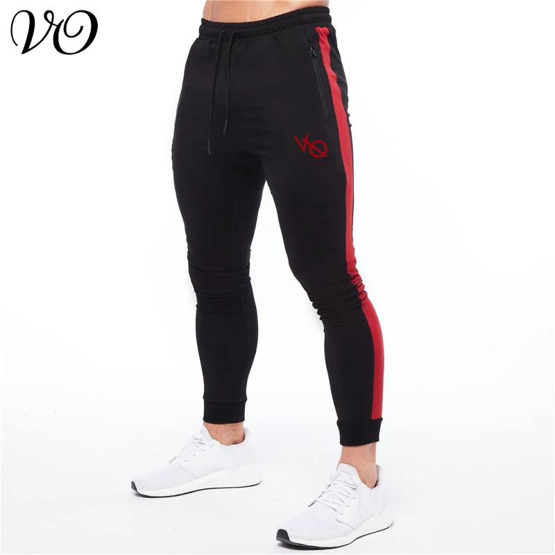 Men Sweatpants Double Zipper Printed Casual Trousers Joggers Sports