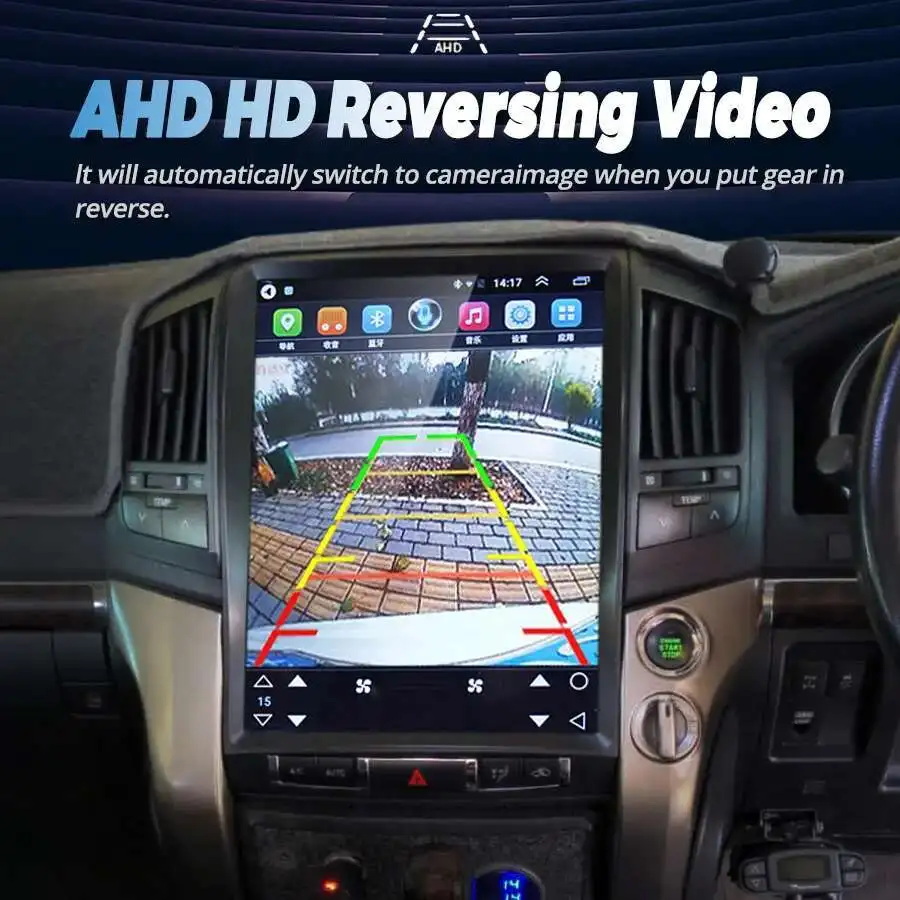 15.6 inch Android 14 Car Video Player Tesla Radio For Toyota Land Cruiser 200 LC