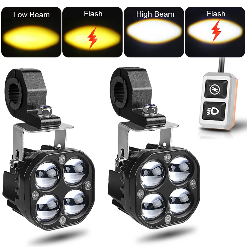 MotorcycleHeadlightsLEDFlickerLampsDrivingSpotlightIndicators