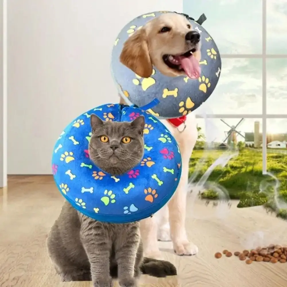 

Inflatable Dog Cones Injury Recovery S/M/L/XL Cartoon Cat Protective Cone Soft Fastener Tape Pet Recovery Collar Anti-bite