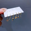 New Design Colorful Crystal Ocean Animal Mermaid Hoop Earrings Set for Women Gold Color Huggie Jewelry 4