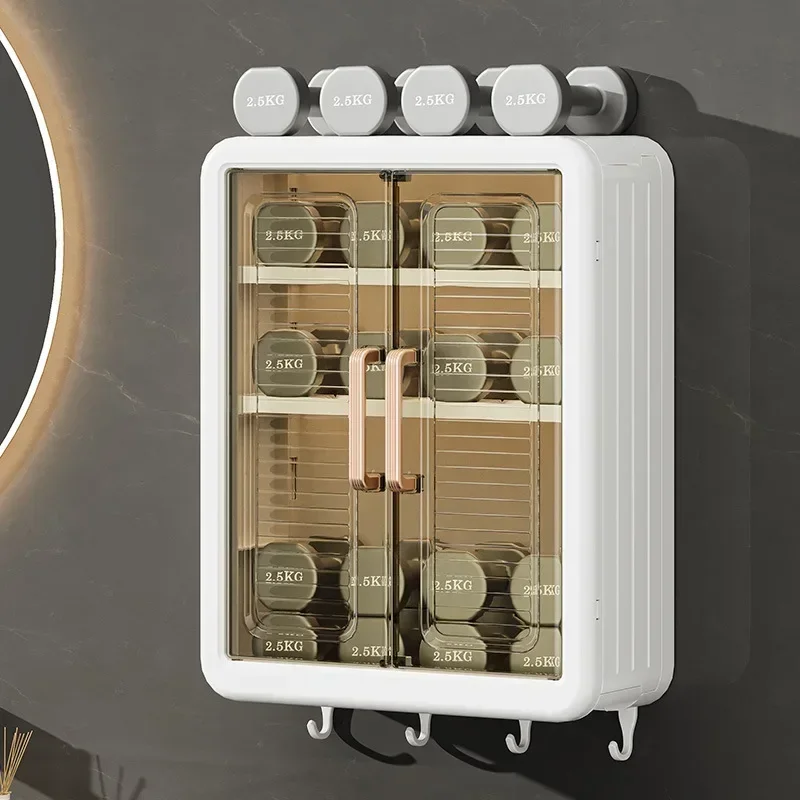 

Kitchen Free Rack Box Punch Dust-proof Storage Wall-mounted Seasoning With Large Household Lid
