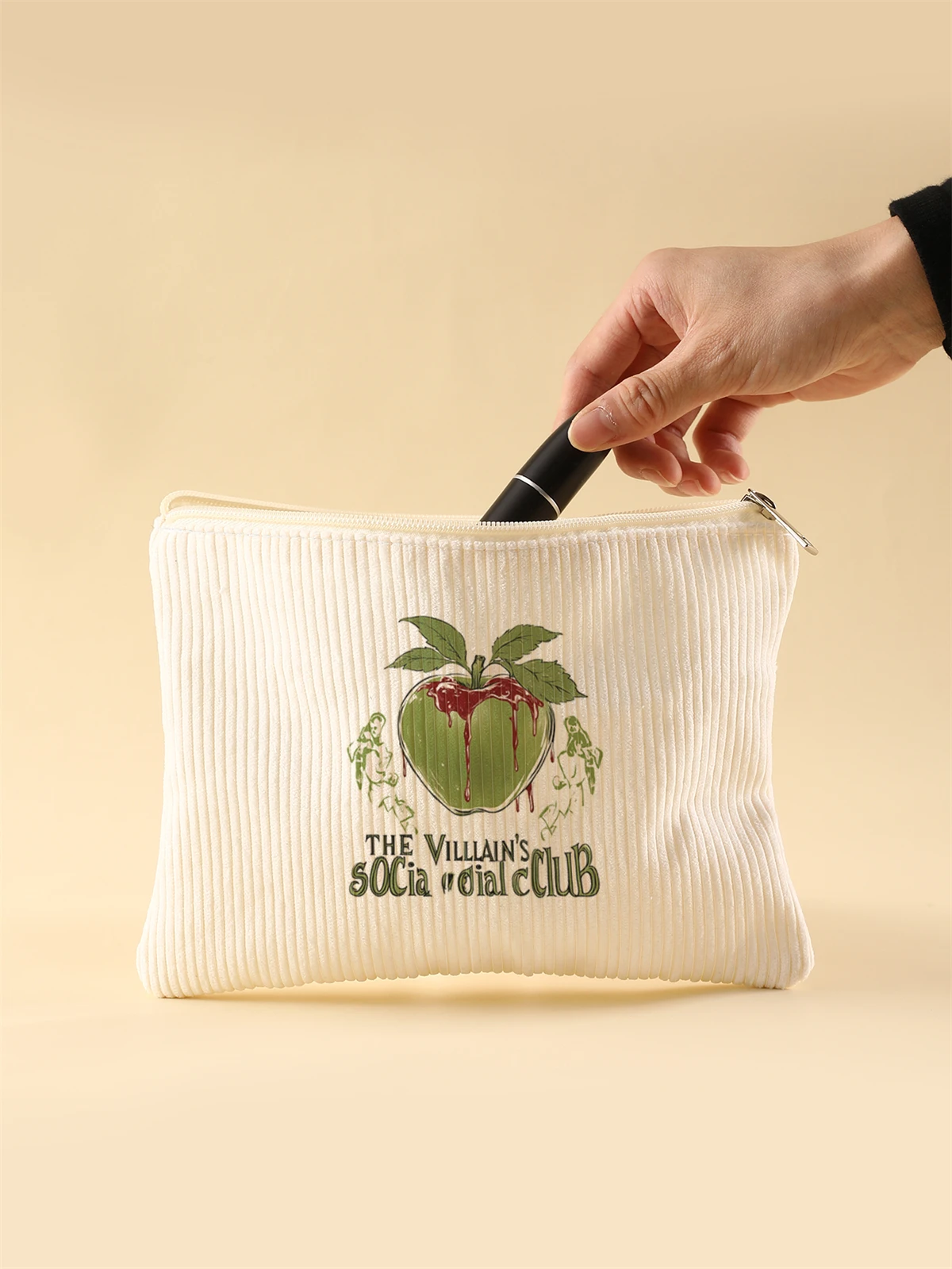 Women's Corduroy Travel Cosmetic Bag Portable Large Capacity Makeup Storage Organizer Zipper Clutch Purse Make up Bag