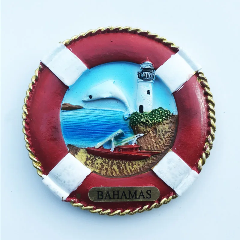 

Fridge magnet Bahamas Lifebuoy Design Decoration Resin Refrigerator Magnet Message Sticker Tourist Souvenir