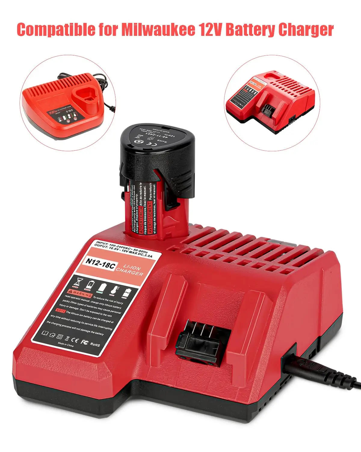 2 Packs For Milwaukee M12 Battery 12V 3/6.5/9Ah Compatible with Milwaukee M12 XC 48-11-2410 48-11-2420 48-11-2411 Cordless Tools power tool battery,rechargeable battery