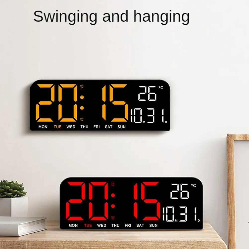 

Large Digital Wall Clock Temperature And Date Week Display Night Mode Table Alarm Clock 12/24H Electronic LED Clock Timing Func