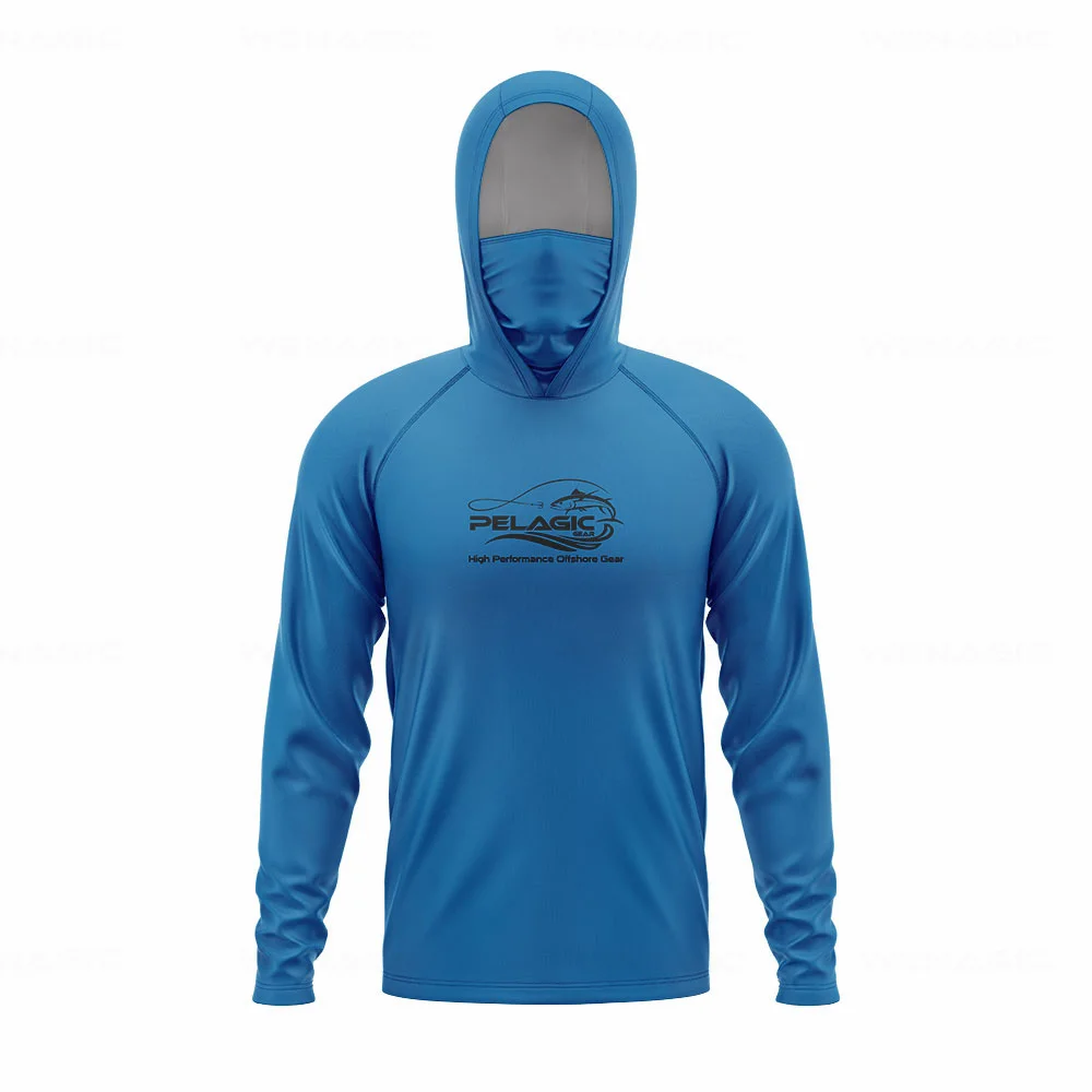 pelagic gear Men Hood Fishing Shirt long sleeve Fishing clothing fishing t shirt uv protection fishing shirt Apparel