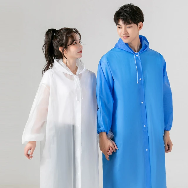 Chubasquero reutilizable para hombre y mujer, Poncho Impermeable de EVA,  cubierta de plástico con capucha, a la moda - AliExpress