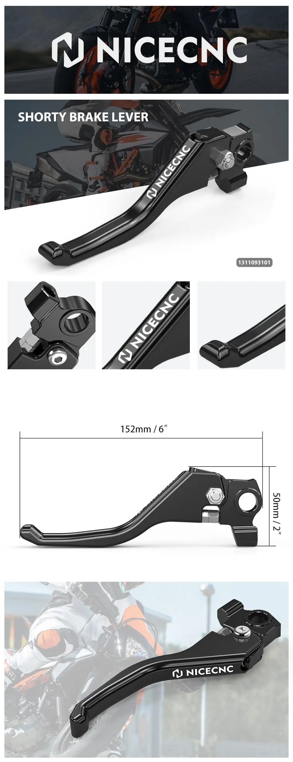 Für KTM 690 Enduro R SMC R 2014–2023 Shorty Bremskupplungshebel Husqvarna 701 Enduro Supermoto 2016–2023 GasGas 700 SM ES 2022 – Detail 1