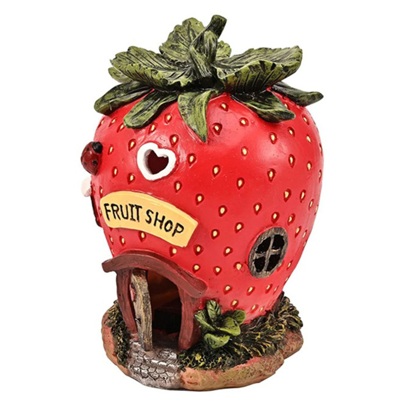 

Pineappl Strawberry Fairy House Solar Powered LED Lovely Funny And Interesting For Garden Decor