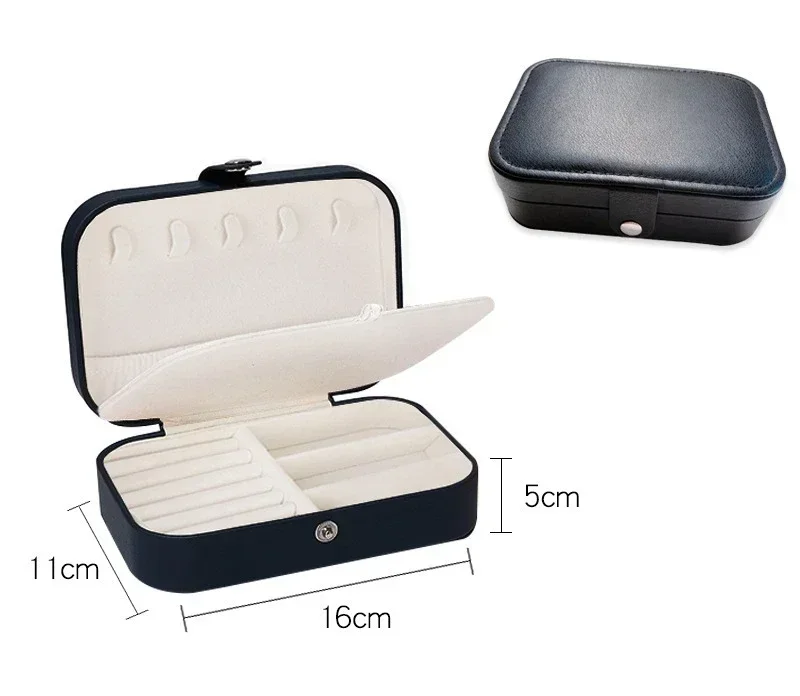 Portable Jewelry Box Jewelry Organizer Display Travel Jewelry Case Boxes Button Leather Storage Zipper Jewelers Joyero