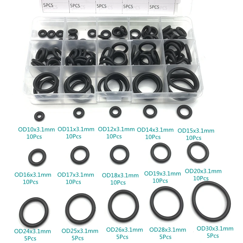 O Rings VMQ NBR FKM 1.5/1.8/1.9/2.4/3.1mm Sealing Gaskets O-Ring Silicone Washer Rubber Oring Set Assortment Kit Set Box Ring