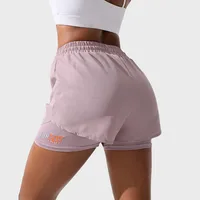 Mermaid Curve Breathable Letter Graphic 2 In 1 Sport Shorts Women Quick Dry Running Short Drawstring Waistband Fitness Hot Pants 2