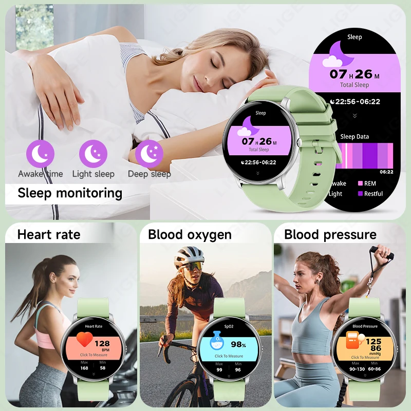 LIGE 2025 Women's Smart Watch 1.39" Screen Bluetooth Call Men's Fitness Waterproof Watch Sleep Heart Rate Blood Pressure Tracker