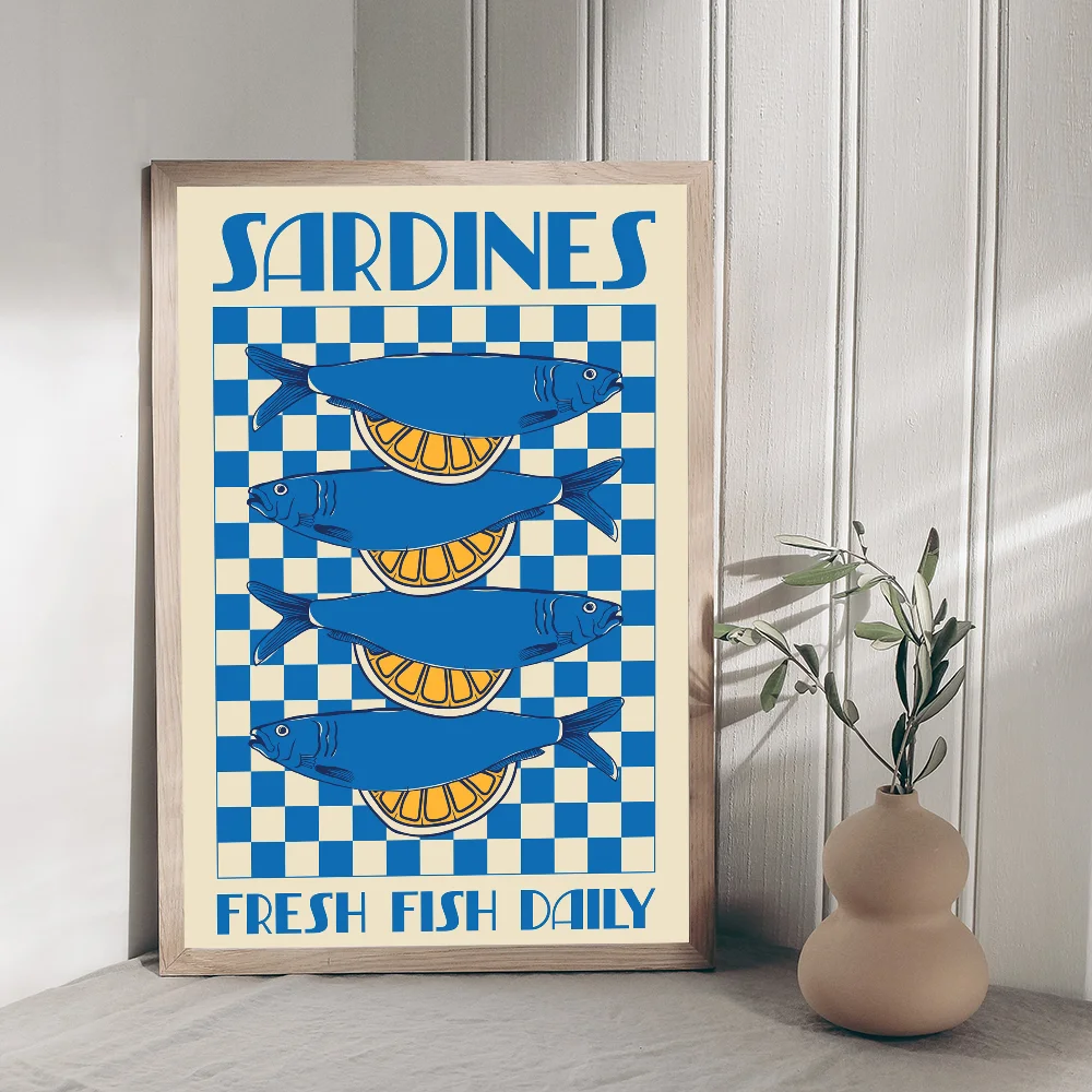 Colorful Sardine Lobster Fish Ocean Animal Classic Vintage Posters Whitepaper Prints Posters Artwork Kawaii Room Decor vintage posters poster prints